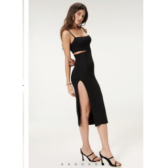 Good American Cutout Bodycon Midi Dress Black Women’s Size 5/2XL  NWT - Picture 4 of 11